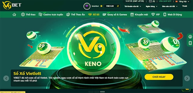 Màn hình giao diện tại nhà cái V9bet