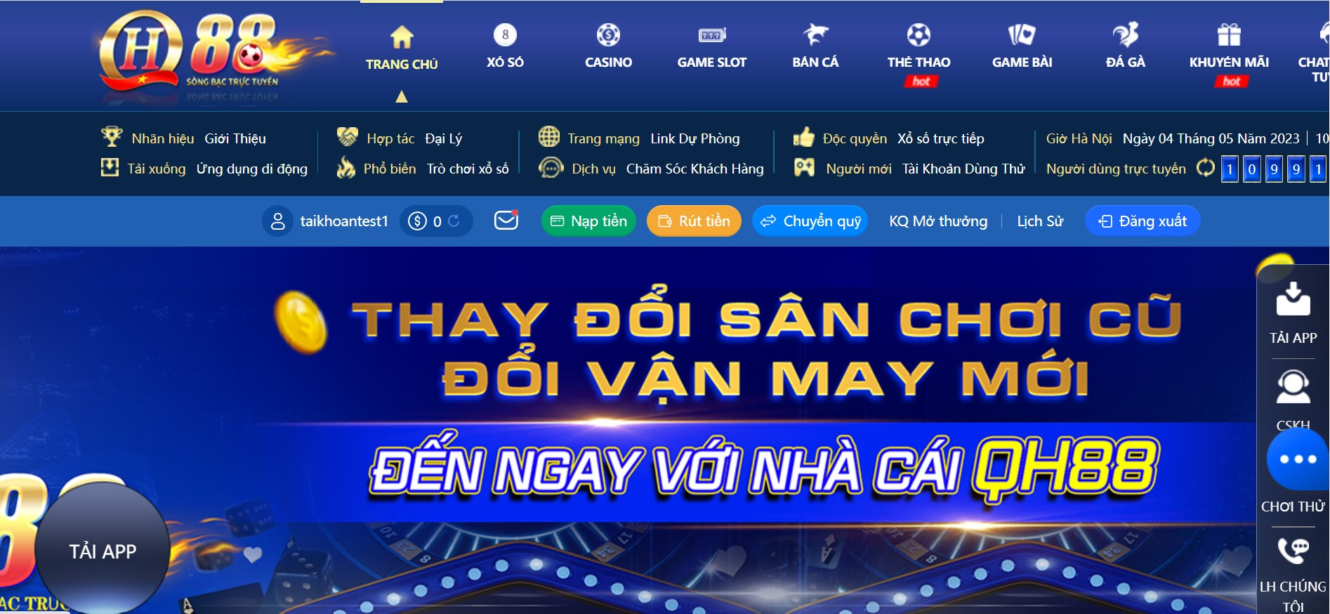 Các thao tác nạp tiền nhanh chóng tại QH88