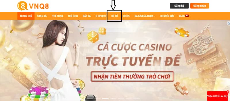 Hướng dẫn cách đặt cược chơi Xổ số VNQ8 