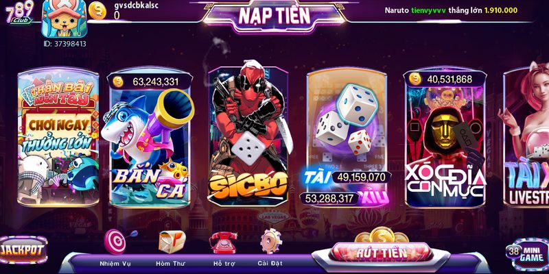 Có đa dạng loại game thú vị trên 789club